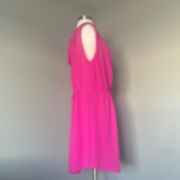REBECCA TAYLOR Crepe Fuchsia Casual Fuchsia Hot Pink Cocktail Dress 12 XL - Picture 5 of 11
